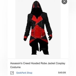 Cosplay Assassins Creed Black and Red Hooded Jacket, Halloween, Playtime. Size L